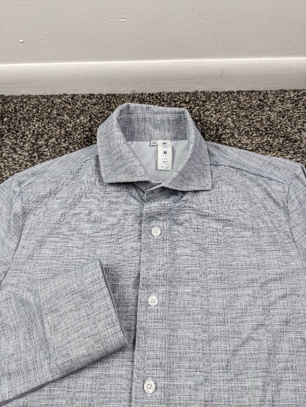 State & Liberty Shirt Performance Long Sleeve Button Gray Mens XS Athletic Fit